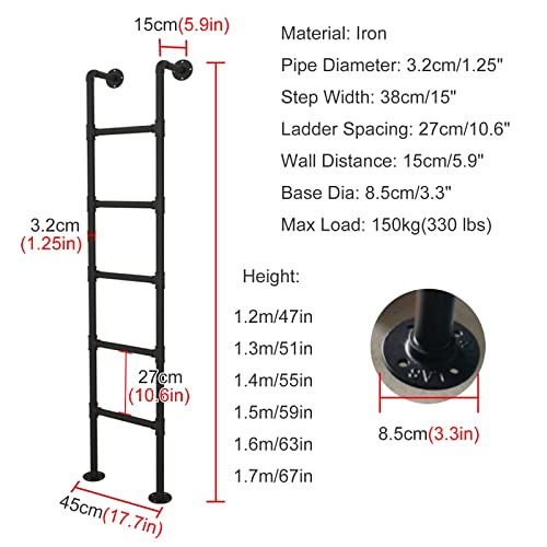 Escalera recta de metal resistente de 120 a 170 cm con carga de 330 LB 4