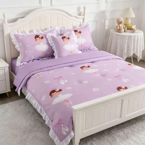 lishjekee Lavender Ballet 6-Piece Twin Set