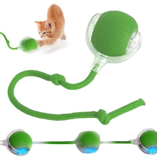 Poxtedsr Smart Interactive Pet Toy Ball, Self Rolling Dog Ball Interactive Cat Toys, 360° Smart Automatic Rolling Ball Toy for Dogs Cats Indoor Outdoor Play (Green) 1pcs