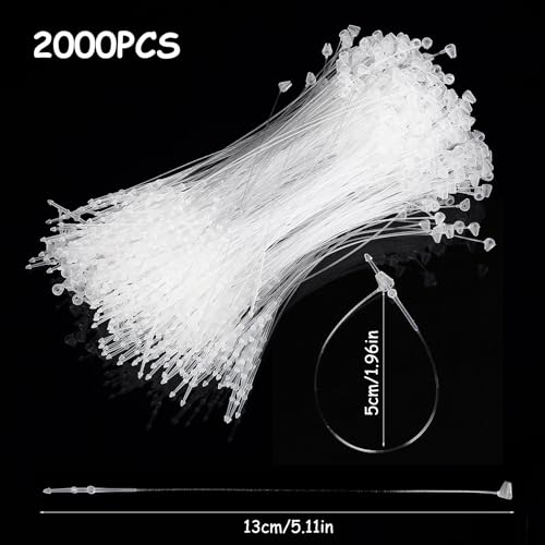 2000 Stück Sicherheitsfäden für Etiketten schnur, Etikettierpistole Heftfäden, 13cm Kunststoff Loop Pins, Transparente Sicherheitsfäden für Kleidung Schuhe Preisschilder Anhänger