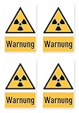 Durable et robuste Lot de 4 autocollants 112,5 x 75 mm – Panneau d\'avertissement contre les substances radioactives ou les rayonnements ionisants – Panneau d\'avertissement (jaune/noir) – Vertical – W003 – DIN EN ISO