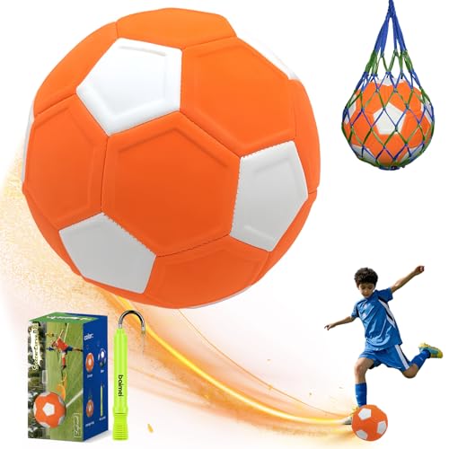 LALFENNB Curve Soccer Ball Size 5 Swerve Soft Soccer Balls for Boys and Girls Outdoor & Indoor Youth Football Activities Games Curved Soccer Ball Compite with Air Pump Bag - Orange & White