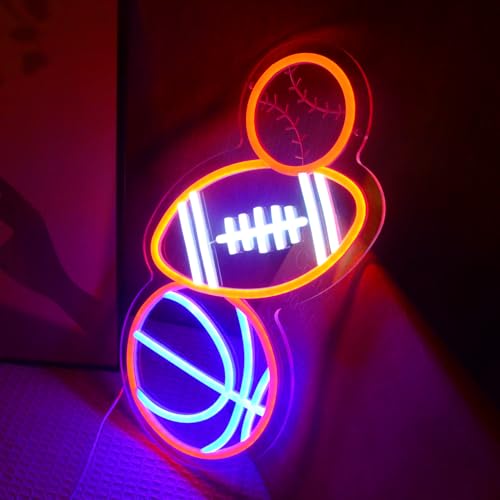 Image of Football Basketball Baseball Neon Signs Sports-Themed lamp Ideal for Children Kids Gifts Ball Game LED Light Decorative Gym Stadium Dormitory Home Bedroom Man Cave Wall Decor