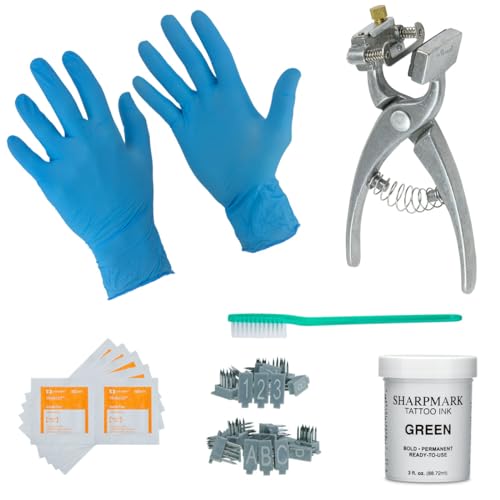 Small Animal Complete Tattooing Kit with 0-9 & A-Z, Nitrile