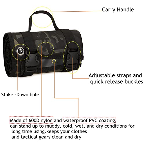 Jffcestore Tactical Shooting Non Padded Mat,Durable Roll Up Shooting Non-Slip Mat And Shooting Rest Bags Hunting Accessories,Hunting Mats For Shooters (Black Camo) #TOP1