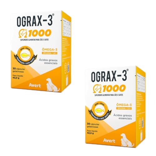 Combo 2x Suplemento Ograx 3 1000 Ômega-3 Para Cães 30 Cápsulas Avert