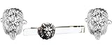D&L Menswear Rhodium Plated Lion Head Tie Bar and Cufflinks Gift Set