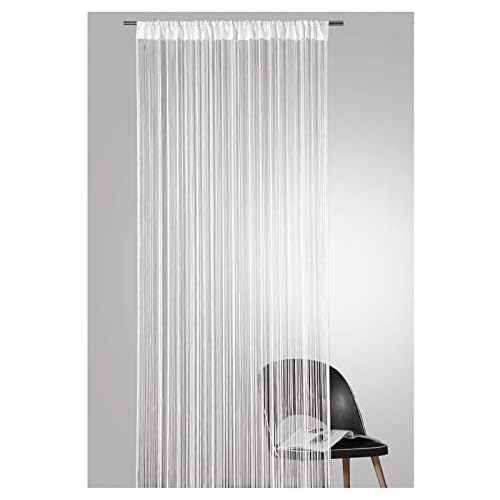 heimtexland® - Cortina de hilos en muchos colores y tamaños con dobladillo para la varilla, se puede recortar, alta calidad, certificación Ökotex, tipo 121, poliéster, Blanco, HxB 245 x 95 cm