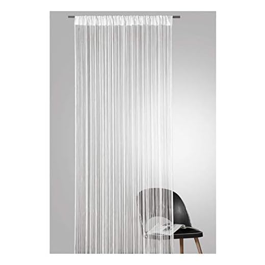 heimtexland® - Cortina de hilos en muchos colores y tamaños con dobladillo para la varilla, se puede recortar, alta calidad, certificación Ökotex, tipo 121, poliéster, Blanco, HxB 245 x 95 cm