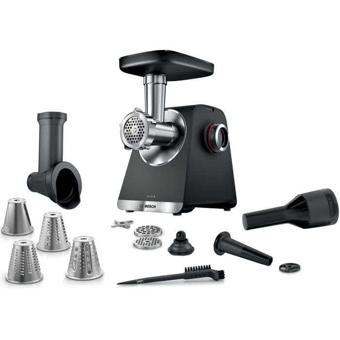 Molinillo de carne BOSCH Serie 6 MFWS640B - 500 W - 3,5 kg/mn - 3 rejillas de picadora - Negro