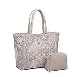 [グッシオ イタリー] 【雑誌＠BAILA掲載】星柄トートバッグ ラインストーン スタッズ ポーチ付き 2点セット A4 軽量 キラキラ 華やか おしゃれ 170998(グレー)