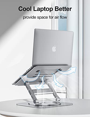 Image of MCHOSE Laptop Stand with 360 Rotating Base, Foldable Adjustable Computer Holder, Ergonomic Design Compatible with MacBook Air Pro, Dell XPS, HP, Lenovo More 10-17 inch (New-Silver)