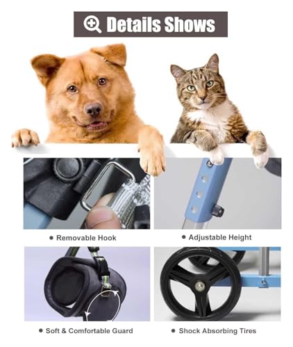 Chariot de mobilité pour chien paralysé avec support arrière réglable