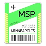 Squiddy Minneapolis Airport Code MSP Luggage Tag Style - Vinyl Sticker Decal for Phone, Laptop, Water Bottle (3" high)