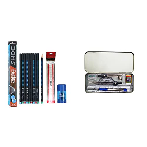Image of Doms Fusion Pencil 10 Pcs & Camlin Kokuyo Nouvel Geometry Box (Multicolor)