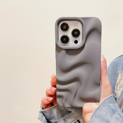 Coque de Luxe argentée pour iPhone 13 avec motif vague 3D élégant et chic