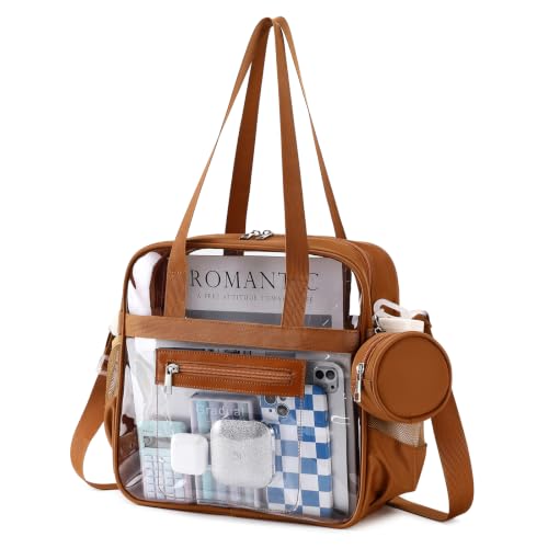 Image of Clear Tote Bag 12x6x12 Stadium Approved Transparent Crossbody Bag with Multi Pockets for Sports Concerts