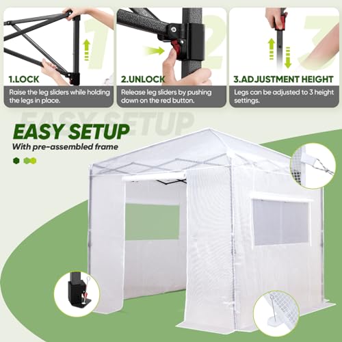 Image of EAGLE PEAK 8x8 Easy Setup Pop Up Greenhouse, Clear /White