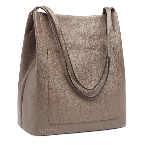 Kattee Schultertaschen aus Leder für Damen weiche Geldbörsen und Handtaschen mit Magnetischem Druckknopfverschluss Oben