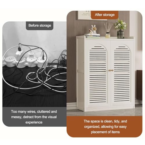 Mueble de gestión de cables de bambú para organizar el rincón Wi-Fi de tu salón u oficina en casa 4