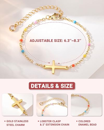 PINKDODO Happy 12th 13th 16th Birthday Gifts for Girls Cross Bracelet 12/13/16 Year Old Girl Birthday Gifts Ideas3