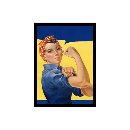 Image of BLINKART Rosie the Riveter Abstract Wall Art Painting Print Design Aesthetic Wall Decor Photo ArtWork Frame Decoration Hanging For Home Bedroom Living Room Office Wall Decor (13 * 10 inches) T0014