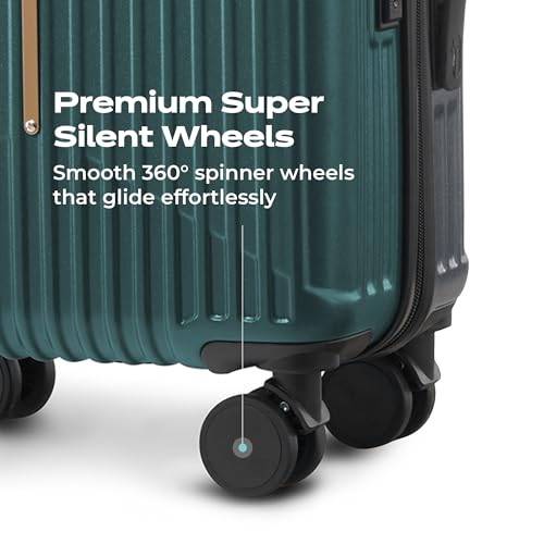 Image of Midnight Voyager Cabin Small 57cm | Trolley Bag Hard Case Polycarbonate, 4 Wheels 360 Degree Wheeling System Luggage, Suitcase for Travel, with Front Laptop Access (Moss Green)