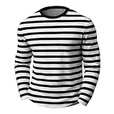 Maglia a maniche lunghe, da uomo, per carnevale, colore rosso, bianco, largo, a righe, a righe, O nero., XXL