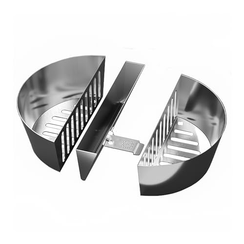 SnS Grills Slow ‘N Sear Charcoal Fire Baskets with Water Pan - Large Capacity Heavy Duty Stainless Steel Outdoor Grill Basket, Kettle Grill Accessory - Ideal for for Tailgating and Backyard Cooking