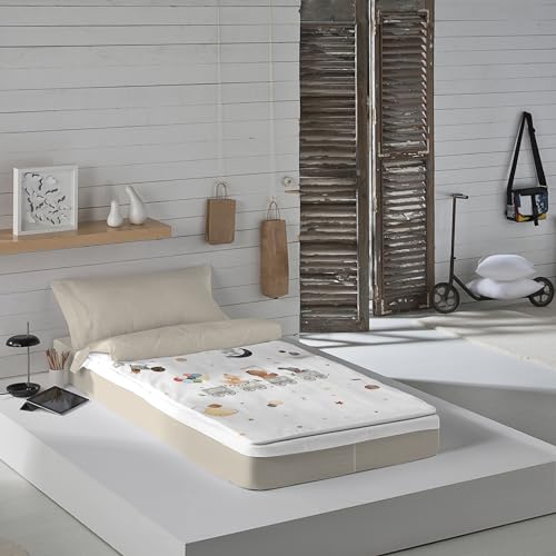 Saco Nórdico Infantil Estampado   Algodón Natural   Sin Relleno, Cama 90   Incluye Sábana Bajera unida con Cremallera + Funda de Almohada   Toys