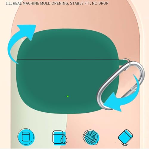 Image of Anvique Silicone Case Cover for Oneplus Nord Buds 4 Pro, Scratch Resistance, Shock Absorption, with Premium Carabiner (Green R)