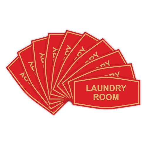 Fancy Laundry Room Sign (Red/Gold) - Large 10 Pack