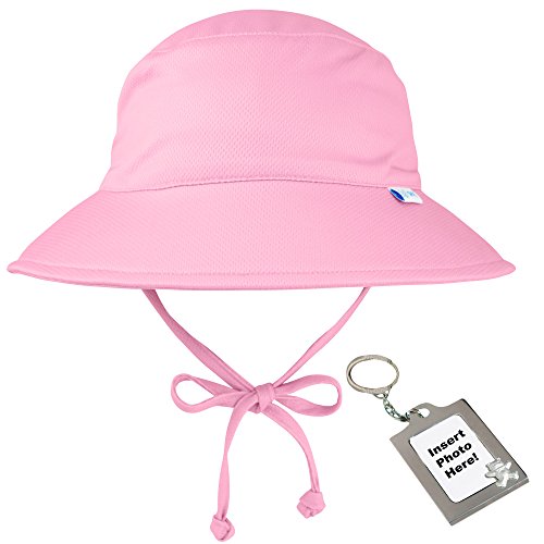 I Play. Toddler Girls Breathable And Adjustable Solid Color Bucket Sun Protection Hat With Chin Strap Upf 50+ Pink 2T-4T And Photo Keychain #TOP1