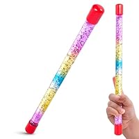 Tiwoca Zauberstab Kinder, Magic Wand, bunter Glitzerstab mit Flüssigkeit 31 cm – stilvolles Kinderkostüm Zubehör für die kleine Prinzessin, Fee oder den Zauberer – Zauberstab Glitzer