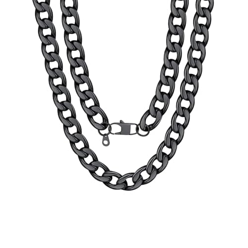 U7 Cuban Link Chain for Men Women Stainless Steel Curb Necklace, 7/9/12/15 MM Chunky Chain Silver/Gold/Black Mens Hip Hop Jewelry 18''-30'' 18 Inch d.