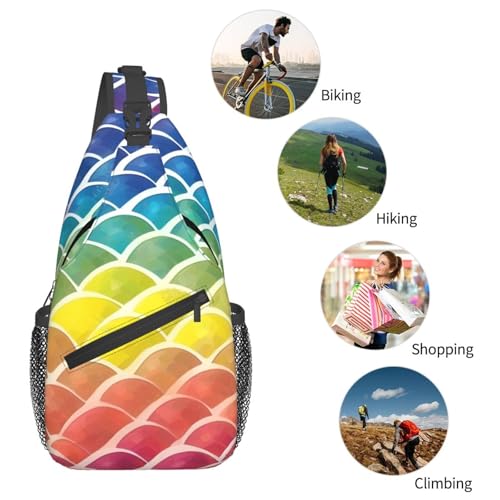 Mochila bandolera con estampado Rainbow Fish Scale miniatura 6