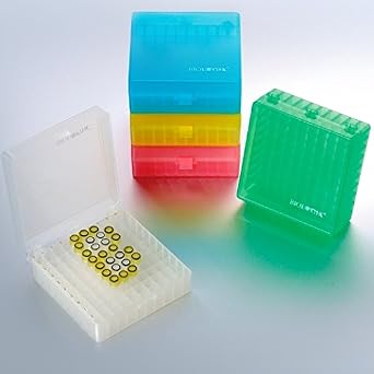 100-well 2 Plastic Hinged Freezer Boxes, 5/pk