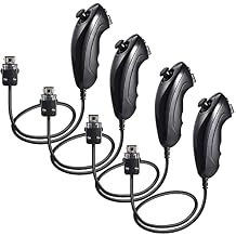 miadore 4 pack Wii Nunchuck Controller, Nunchuk Controller Replacement Compatible for Wii Wii U Console 4 pack black