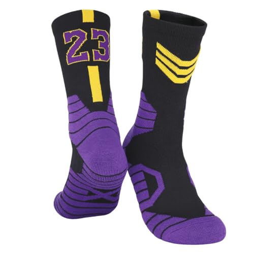 Image of PROBEROS Basketball Socks for Men, Cotton Sports Socks, Sweat-Absorbing Breathable, No.23 Special Edition, for Basket Ball, Badminton, Soccer, Running, Indoor Outdoor Training Football