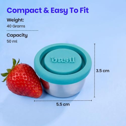 Image of Basil Stainless Steel 1 Compartment Sauce & Chutney Container 50ml