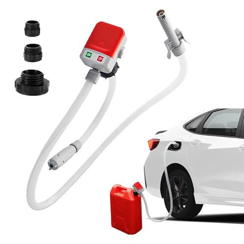 Lotvic Bomba de Transferencia de Combustible con Sensor de Parada Automática, Bomba de Trasiego, Bomba de Líquido Portátil con Adaptador para Tanque de 3 Tamaños