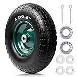 Storystore 1-Pack 4.00-6 Flat Free Tire and Wheel - 13' Wheelbarrow Tires with 5/8' or 3/4' Bearings...