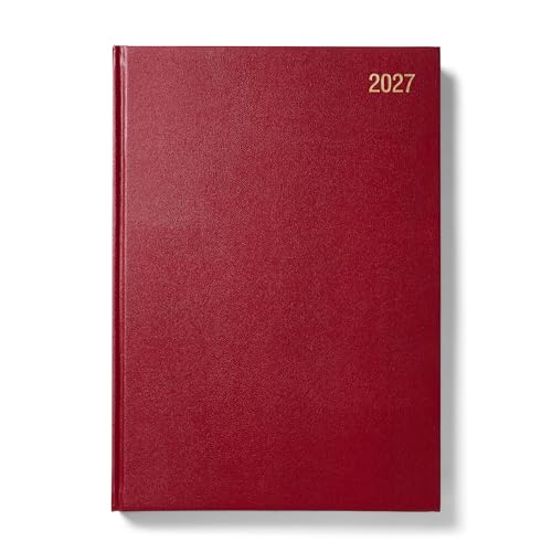 Morgan’s Direct 2027 NEW EDITION A4 Diary Day Per Page Burgundy | Hardback Daily Planner Desk Diary | Office, Home & Business Organiser | Work, Appointment & Personal Schedule Planner