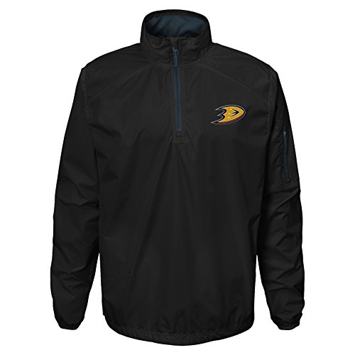 Outerstuff NHL Anaheim Ducks Youth Boys Alpha Performance 1/4 Zip T-Shirt, Black, Medium(10-12)