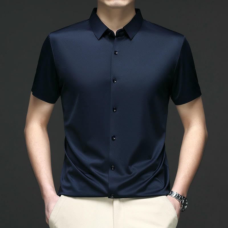 Chemise légère homme manches courtes coupe ajustée couleur unie - 4