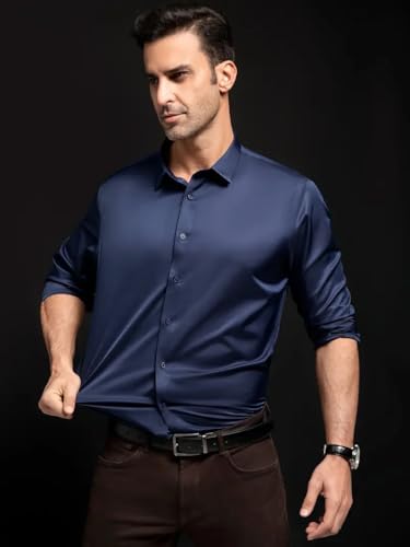 Image of IndoPrimo Men's Stylish Solid Satin Casual Shirt for Men Full Sleeve