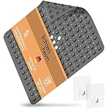 LICHTENHEIM Duschmatte rutschfest Sensitiv 53x53 cm - INKL 2 Haken - Badewannenmatte rutschfest - Antirutschmatte Badewanne BPA frei - Badematte schimmelresistent & waschbar (Anthrazit)