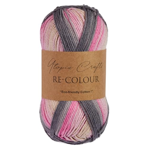 Utopia Crafts Re-Colour - Ovillo de lana para tejer y ganchillo, 100 g, color gris