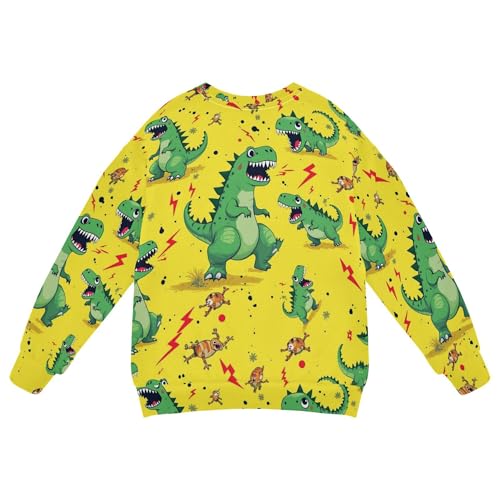 JUNZAN Angry Dino Monsters Yellow Big Boys Sweatshirt Hoodie Long Sleeve Sweatshirt With Hoodie Camping 4T2