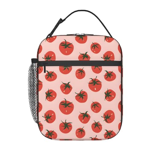 Plistiz Tomato Lunch Box for Women Men, Insulated Lunch Box, Reusable Lunch Bag for Office, Work, Picnic, Travel